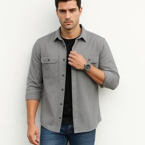 DEELMO Men’s Stylish Cotton Blend Casual Shirt || Full Sleeve Button-Down Shirt with Dual Flap Pockets || Comfortable Breathable Fabric || Perfect for Casual Office and Outing Wear